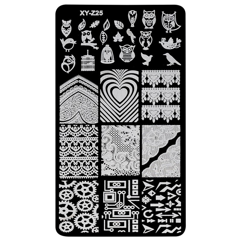 Set 2 x Matrita Metalica Stampila Unghii Luxorise, Owls Euphoria Xy-Z25