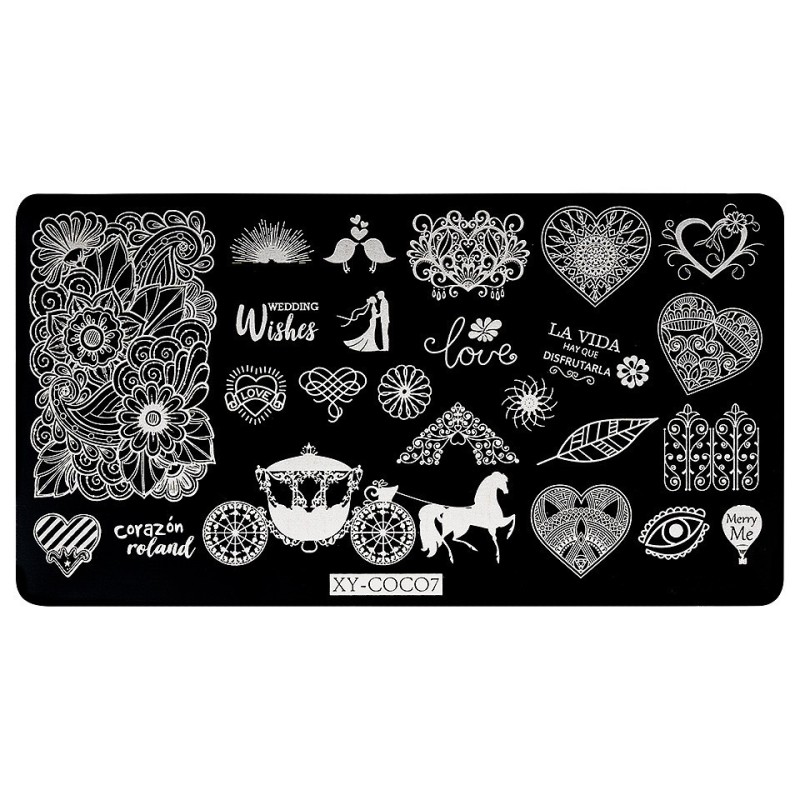 Set 2 x Matrita Metalica Stampila Unghii Luxorise, Perfect Romance Xy-Coco7