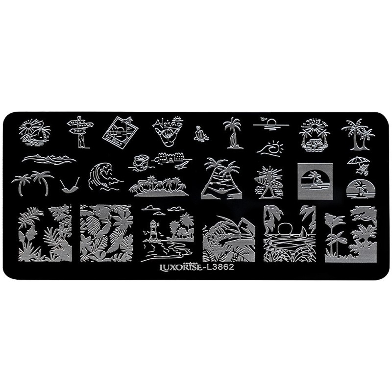 Set 2 x Matrita Metalica Stampila Unghii Luxorise, Private Beach