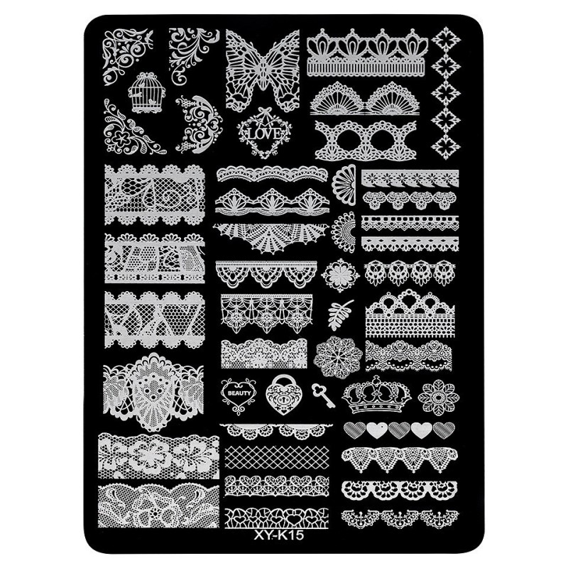 Set 2 x Matrita Metalica Stampila Unghii Luxorise, Pure Fantasy Xy-K15