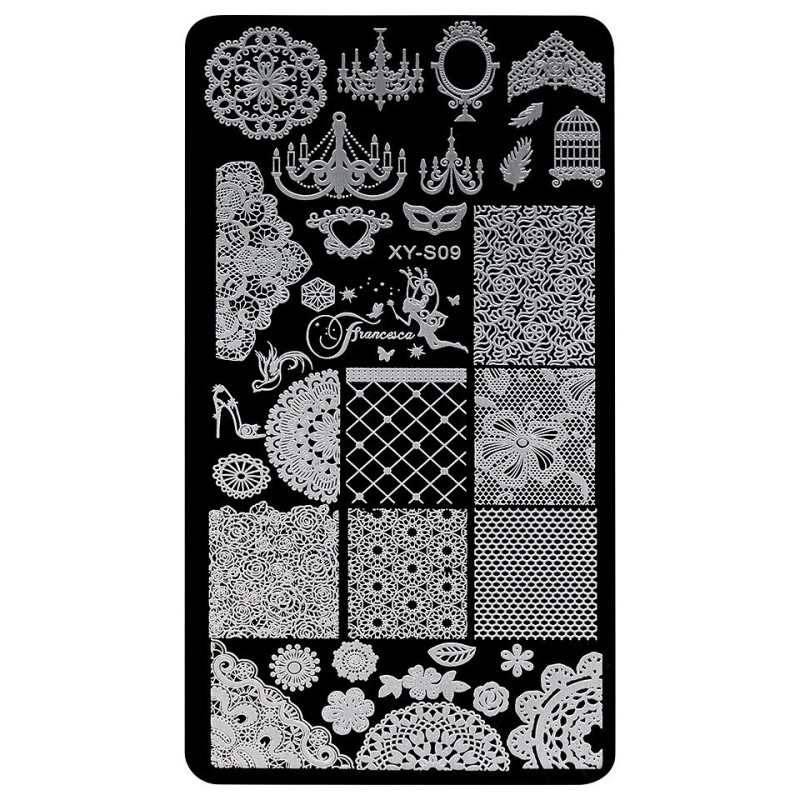 Set 2 x Matrita Metalica Stampila Unghii Luxorise, Retro Star Xy-S09