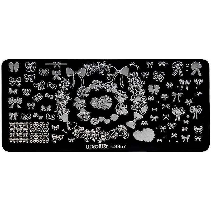 Set 2 x Matrita Metalica Stampila Unghii Luxorise, Ribbon Party