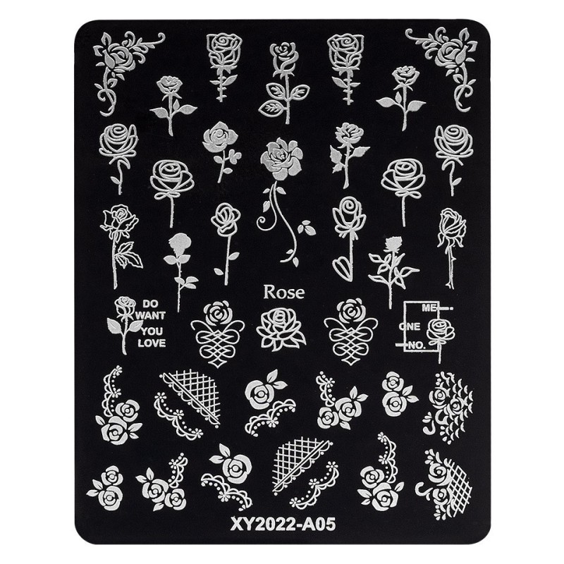 Set 2 x Matrita Metalica Stampila Unghii Luxorise, Rose My Day A05