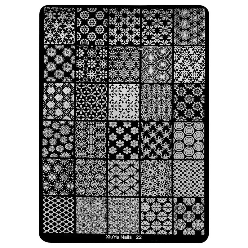 Set 2 x Matrita Metalica Stampila Unghii Luxorise, Send Me Flowers Nails-22