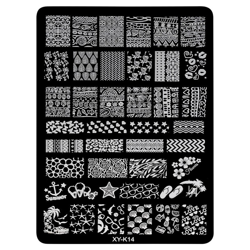 Set 2 x Matrita Metalica Stampila Unghii Luxorise, Summer Fantasy Xy-K14