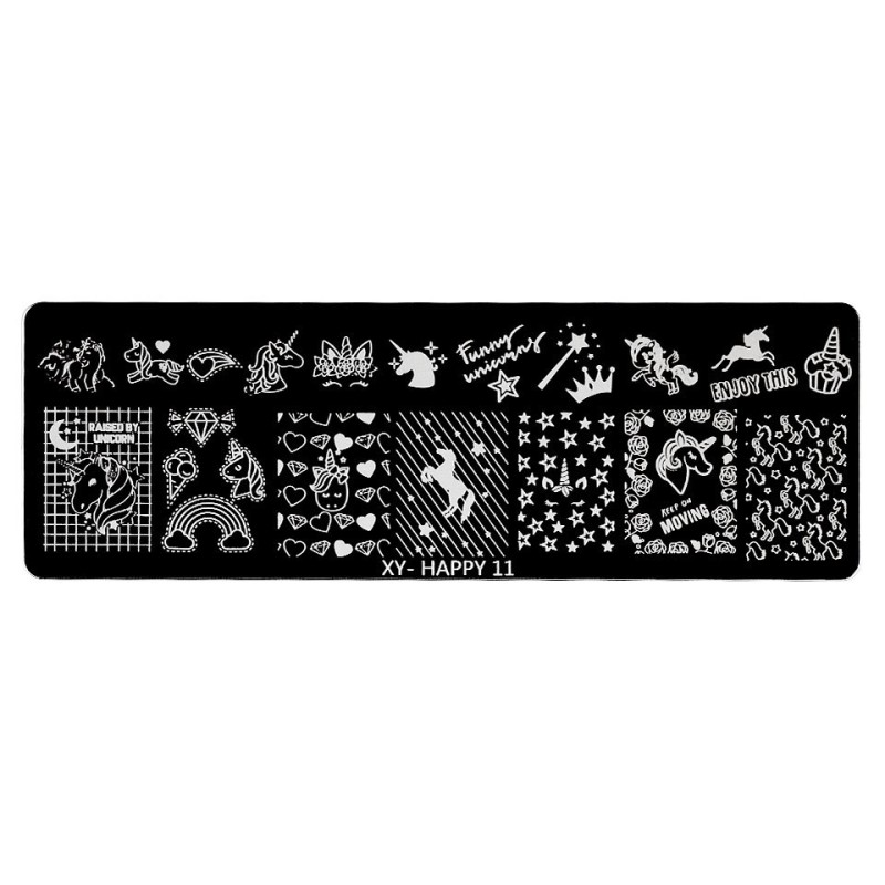 Set 2 x Matrita Metalica Stampila Unghii Luxorise, Unicorn & Magic