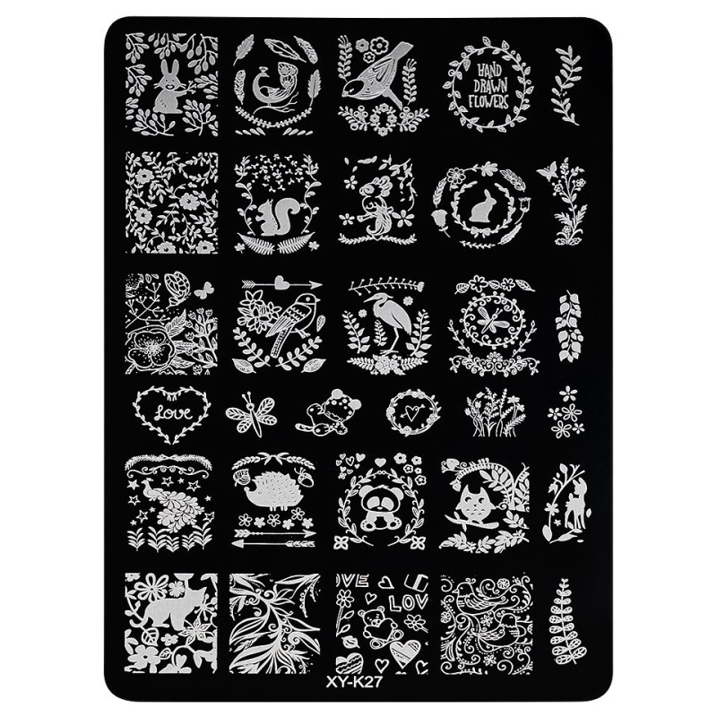 Set 2 x Matrita Metalica Stampila Unghii Luxorise, Wild Nature Xy-K27