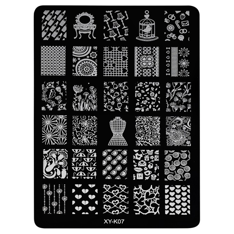 Set 2 x Matrita Metalica Stampila Unghii Luxorise, Young Lady Xy-K07