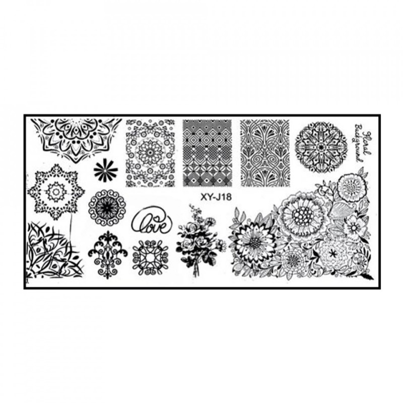 Set 2 x Matrita Metalica Stampila Unghii Xy-J18, Mandala