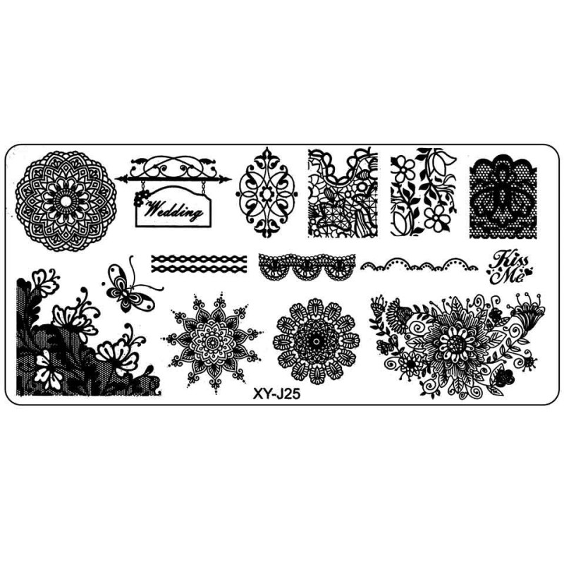 Set 2 x Matrita Metalica Stampila Unghii Xy-J25, Mandala