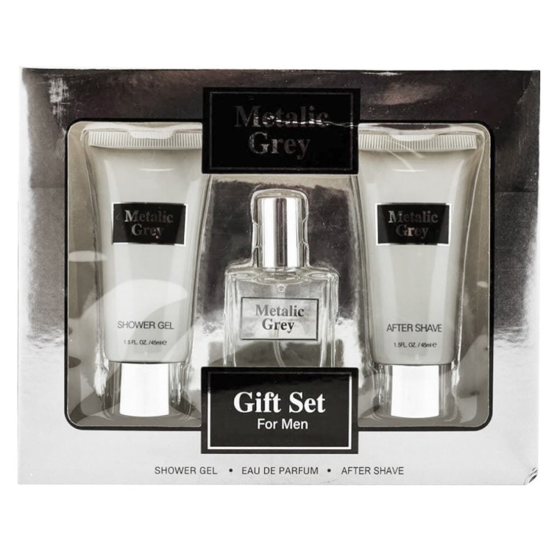 Set 2 x Mike Metalic Grey pentru Barbati, Gel de Dus 45 ml, Apa de Parfum 20 ml si Lotiune dupa Ras, 45 ml