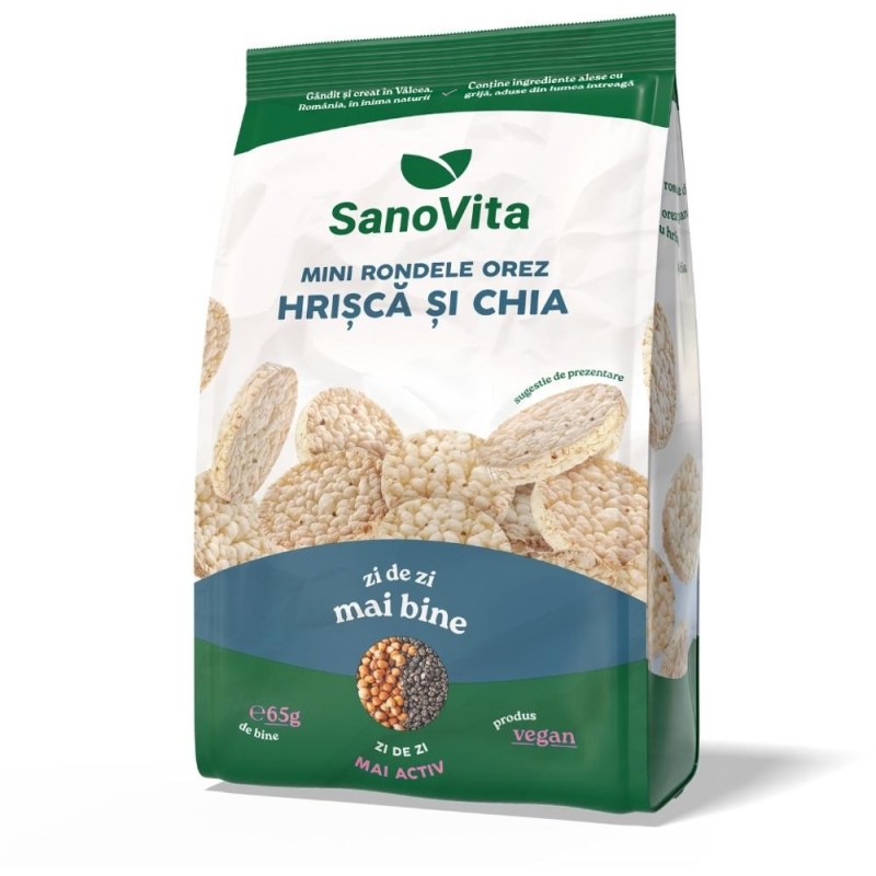 Set 2 x Mini-rondele din Orez cu Hrisca si Chia, Sanovita, 65 g
