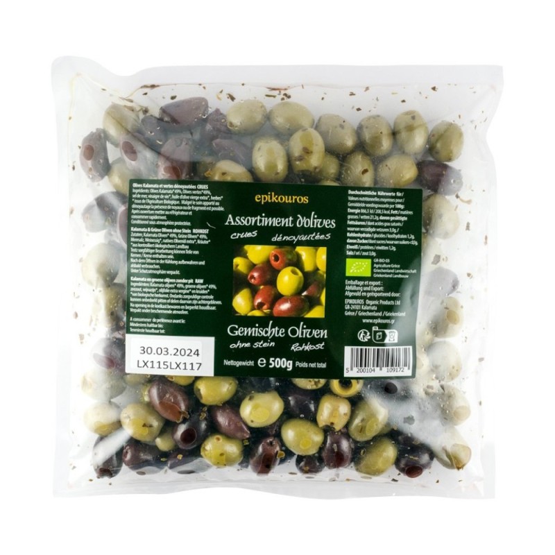 Set 2 x Mix de Masline Bio, Crude, fara Samburi, Epikouros, 500 g