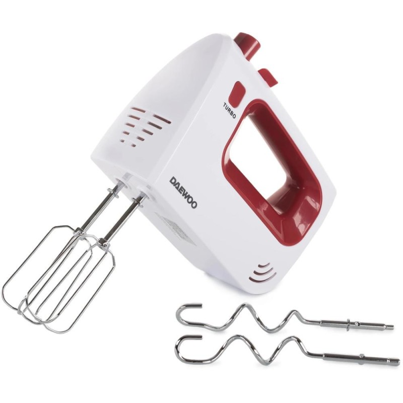 Set 2 x Mixer de Mana, 300 W, 5 Viteze, Functie Turbo, Accesoriu Framantare, Palete Amestecare, Alb, Daewoo
