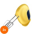 Set 2 x Mixer de Mana Comfee MJ-HM30W115A, 130 W, 5 Trepte de Viteza, Accesorii Inox Detasabile, Galben