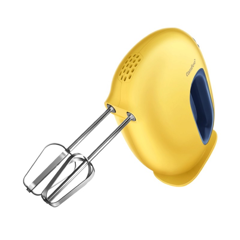 Set 2 x Mixer de Mana Comfee MJ-HM30W115A, 130 W, 5 Trepte de Viteza, Accesorii Inox Detasabile, Galben