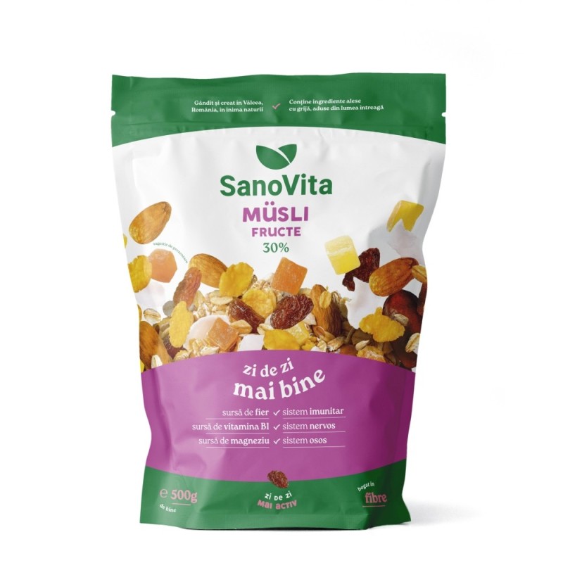 Set 2 x Musli cu Fructe 30%, Sanovita Zipper, 500 g