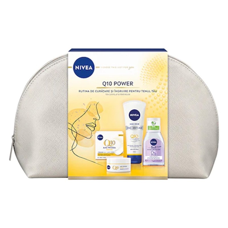 Set 2 x Nivea, Femei, Crema de Fata Anti-rid Q10 50 ml, Crema de Maini Q10 Anti-Imbatranire 100 ml, Apa Micelara 100 ml si Gel