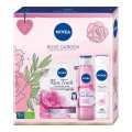 Set 2 x Nivea Rose Masca Servetel, Gel de Dus Zmeura 300 ml si Deodorant Spray Trandafiri 150 ml