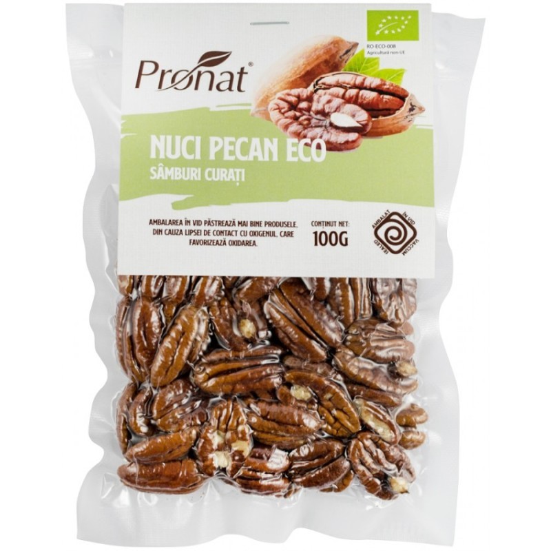 Set 2 x Nuci Pecan BIO, Samburi Curati, 100 g, Pronat