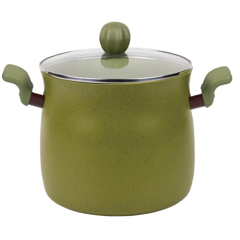 Set 2 x Oala Aluminiu cu Capac, 5.20 l, Interior Anti-aderent, Inductie, 20 x 18.30 cm, Verde, Grunberg