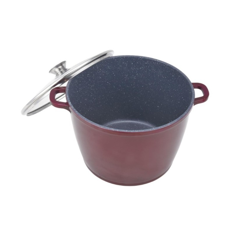 Set 2 x Oala din Aluminiu, Invelis Ceramic Marmorat, Capac din Sticla, 28 cm, 10 l, Grunberg