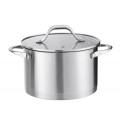 Set 2 x Oala din Inox, Capac Sticla, 20 cm, 3 l, Argintiu