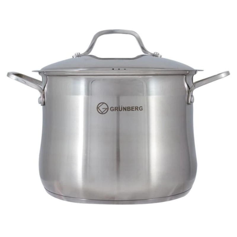 Set 2 x Oala din Inox cu Capac de Sticla 34 cm, Grunberg, 22 l