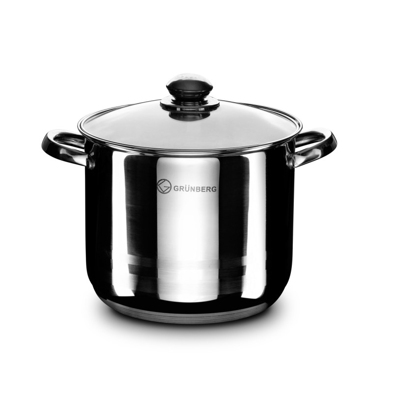 Set 2 x Oala din Inox cu Capac din Sticla , 5.6 l , Grunberg Gr2120