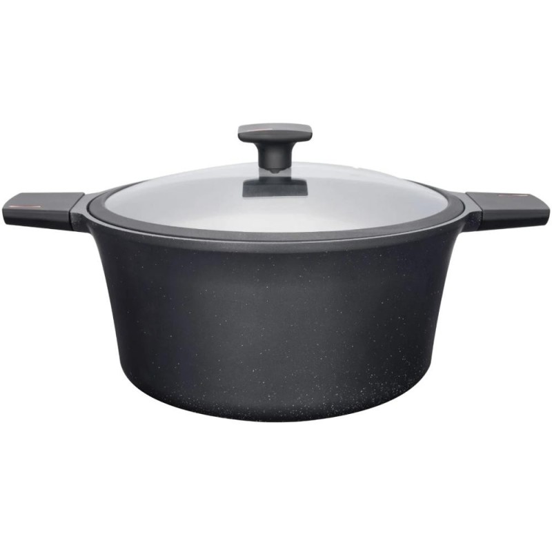 Set 2 x Oala Inductie cu Capac de Sticla Neoklein, 28 cm, Negru