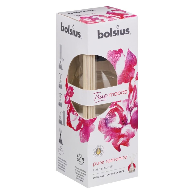 Set 2 x Odorizant cu Betisoare Bolsius True Moods Trandafir si Chihlimbar, 45 ml