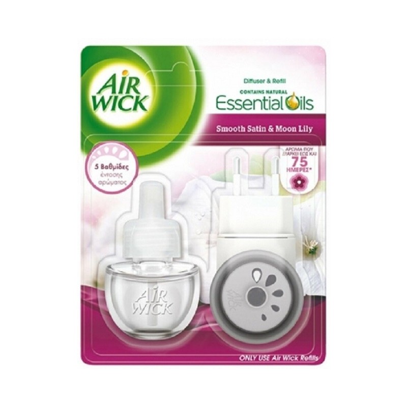 Set 2 x Odorizant de Camera Electric Air Wick, Satin si Crin de Luna, Aparat si Rezerva 19 ml
