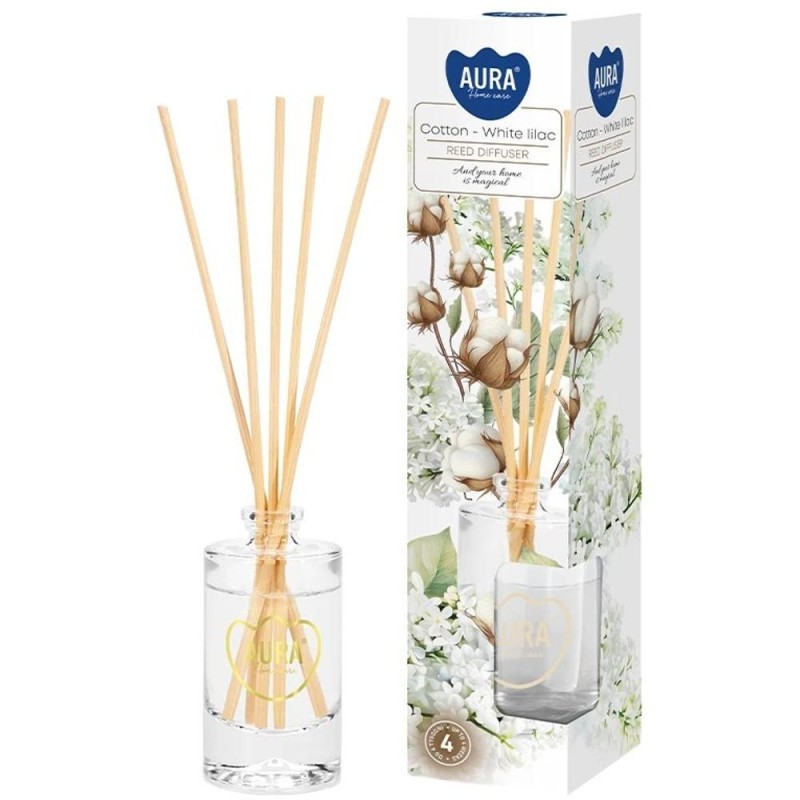 Set 2 x Odorizant Difuzor cu Betisoare pentru Casa, Bispol, Parfum Bumbac si Liliac Alb