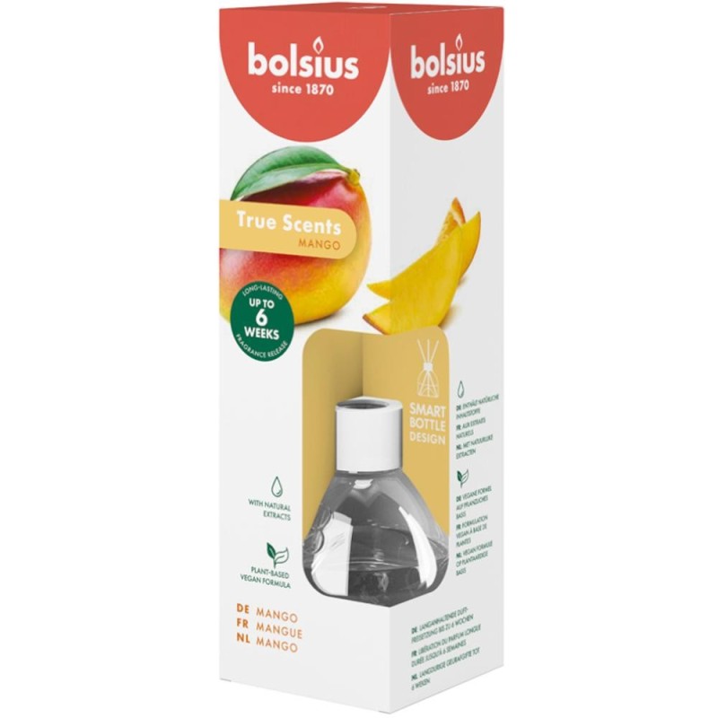 Set 2 x Odorizant Difuzor cu Betisoare pentru Casa, Mango, 60 ml, Bolsius