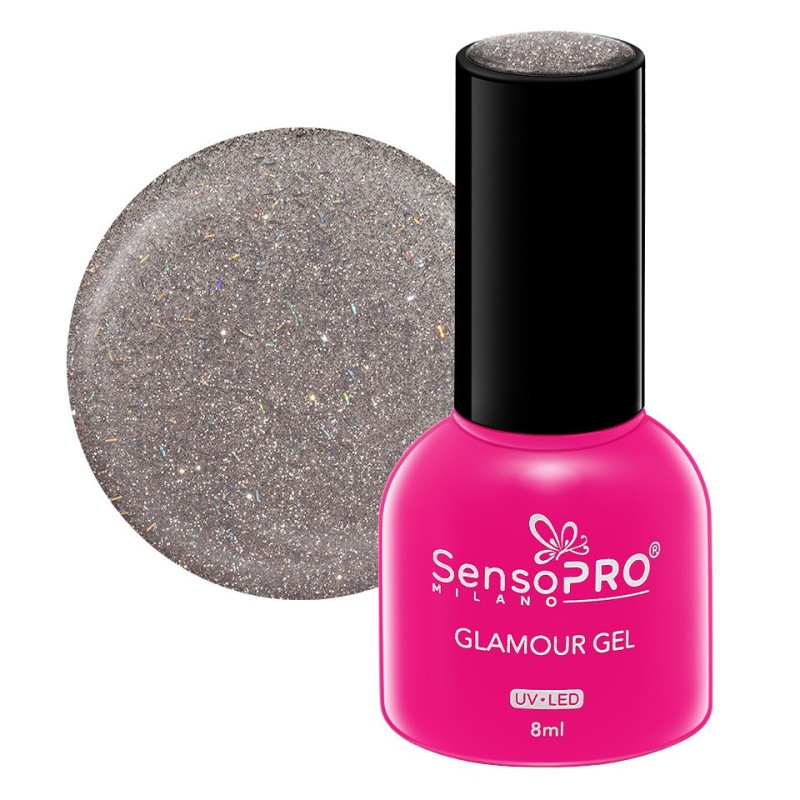 Set 2 x Oja Semipermanenta Glamour Gel SensoPRO Milano 8 ml, Platinum Dust 110