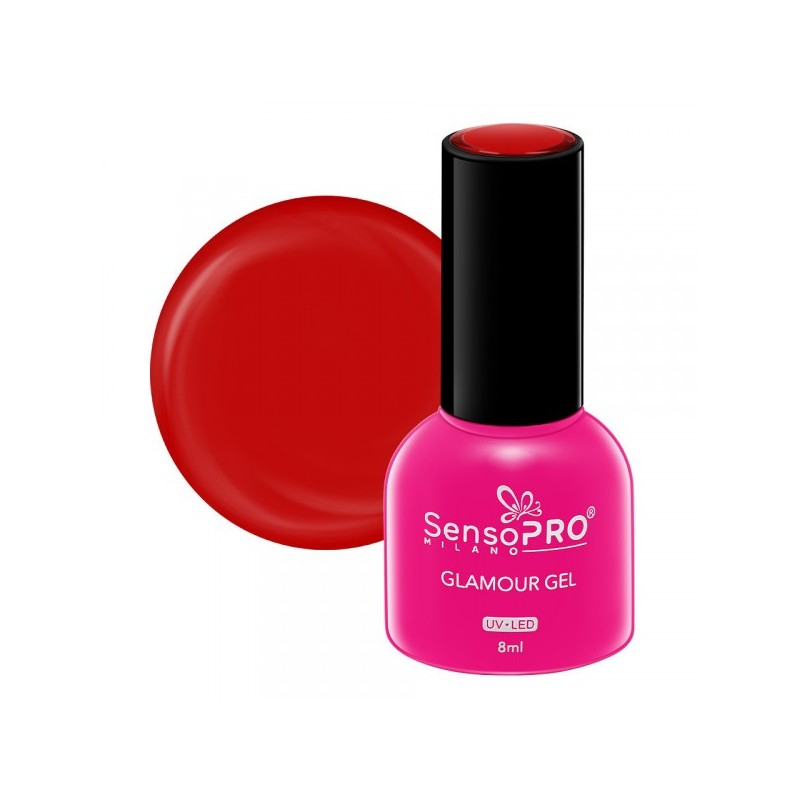 Set 2 x Oja Semipermanenta Glamour Gel SensoPRO Milano 8 ml, Ruby Red 03