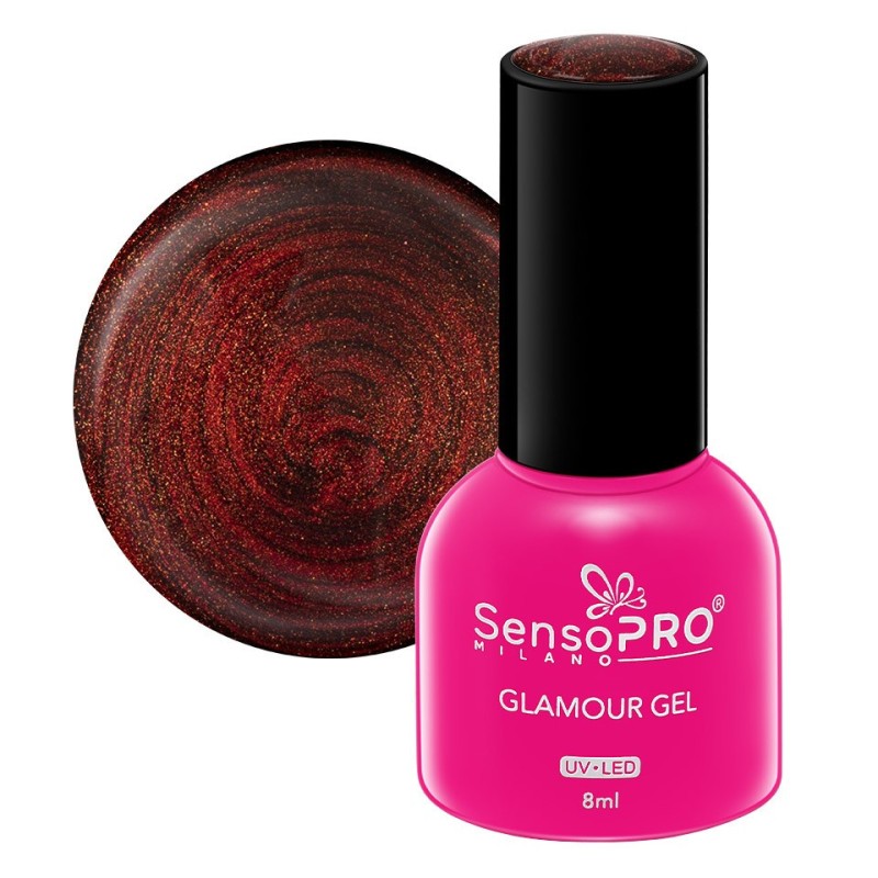 Set 2 x Oja Semipermanenta Glamour Gel SensoPRO Milano 8 ml, Sparkle Red 53