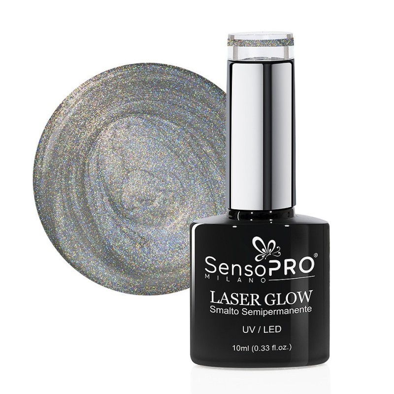 Set 2 x Oja Semipermanenta Holografica Laser Glow SensoPRO Milano 10 ml, Aurora Glam 01