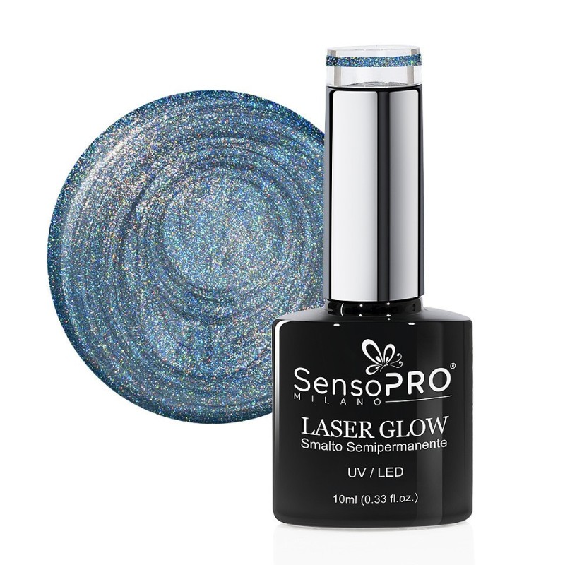 Set 2 x Oja Semipermanenta Holografica Laser Glow SensoPRO Milano 10 ml, Sapphire Grace 06