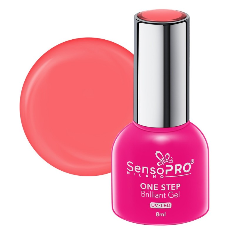 Set 2 x Oja Semipermanenta One Step, Brilliant Gel SensoPRO Milano, 8 ml, Flamingo Rush 109