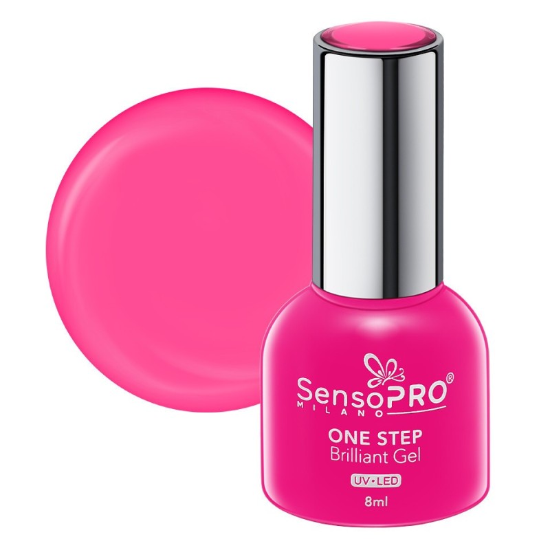 Set 2 x Oja Semipermanenta One Step, Brilliant Gel SensoPRO Milano, 8 ml, Hot Pink 10