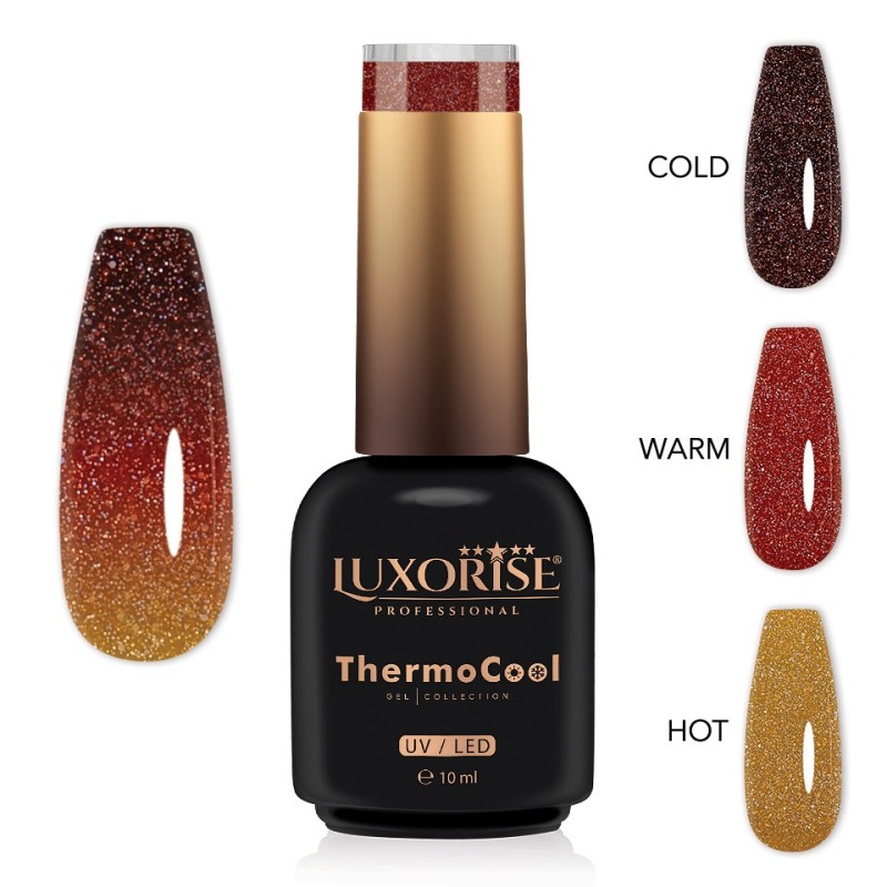 Set 2 x Oja Semipermanenta Termica 3 Culori Luxorise Thermocool, Sunset Sage 10 ml