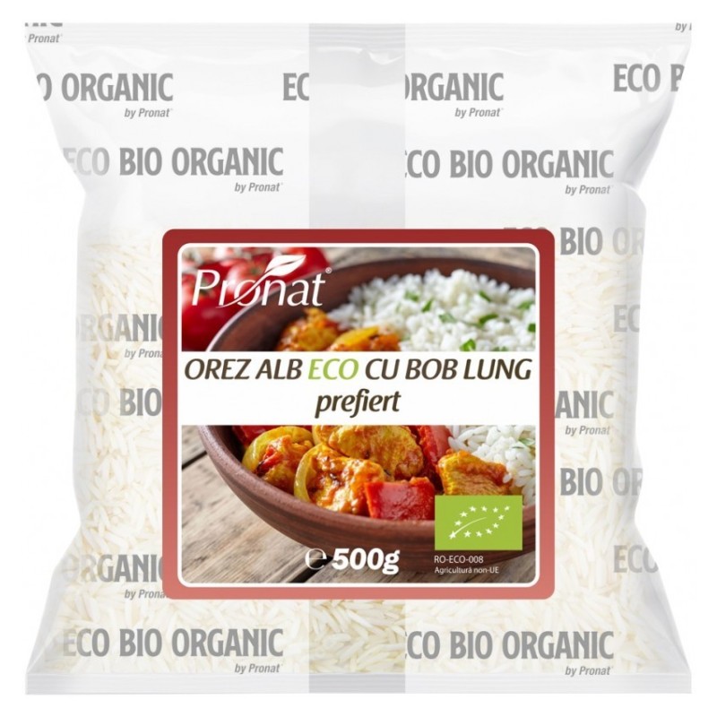 Set 2 x Orez Alb cu Bob Lung Prefiert, Bio, 500 g, Pronat