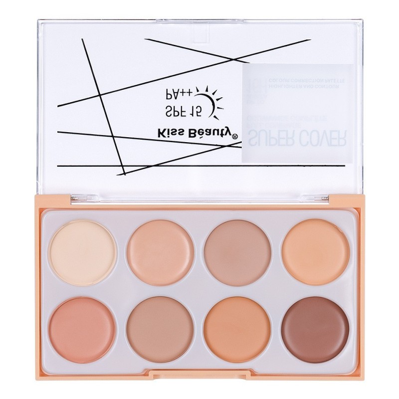 Set 2 x Paleta Corectoare Iluminator si Contur Kiss Beauty Diva Cover, Spf 15, 01