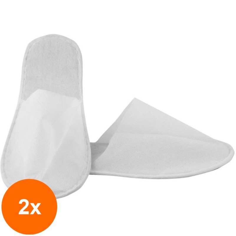 Set 2 x Papuci Eva Hotel Unica Folosinta, Inchisi La degete, Albi, 50 Perechi