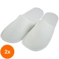 Set 2 x Papuci Frotir de Unica Folosinta Prima cu Talpa Eva, Inchisi La degete, Albi, 10 Perechi