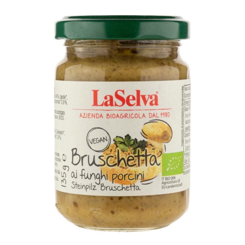 Set 2 x Pasta Bio Bruschetta pe Baza de Ciuperci Porcini, LaSelva, 130 g