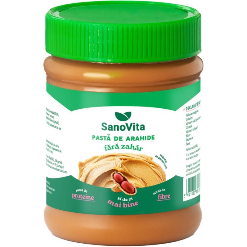 Set 2 x Pasta de Alune fara Zahar, Sanovita, 375 g