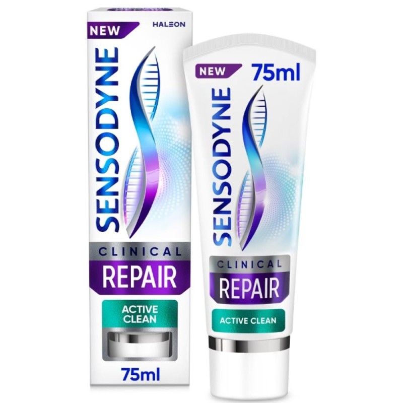 Set 2 x Pasta de Dinti Sensodyne Clinical Repair Active Clean, pentru Sensibilitate Dentara, 75 ml