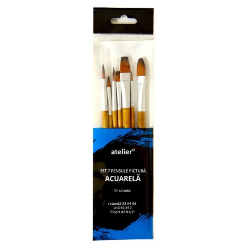Set 2 x Pensule Pictura Acuarela Atelier, 7 Bucati